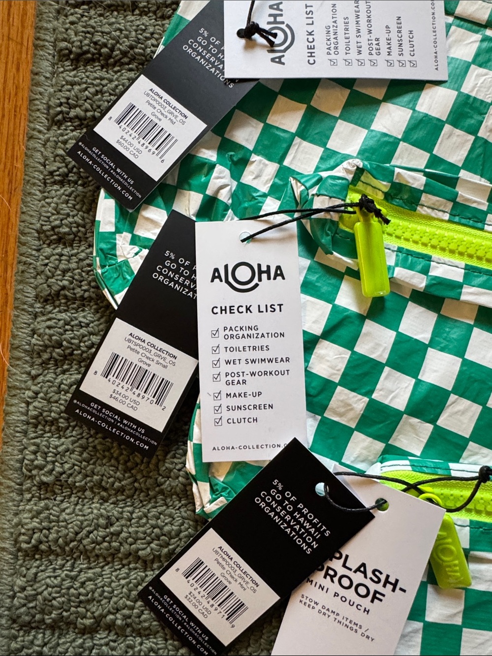 Aloha 3 pack green check - Picture 2 of 3
